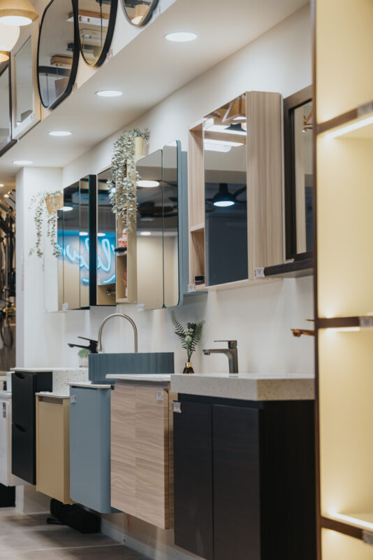 Vanity cabinet display at the Homus Tampines showroom