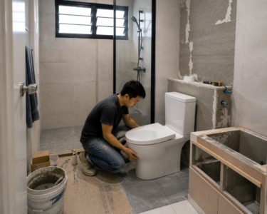 HDB bathroom renovation in progress