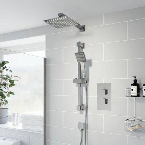 Wall-mounted square shower head with a concealed mixer