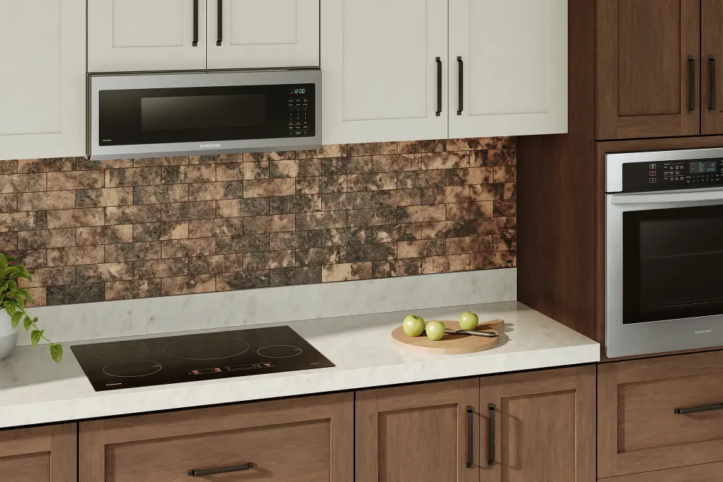 Cooktop set into a kitchen worktop