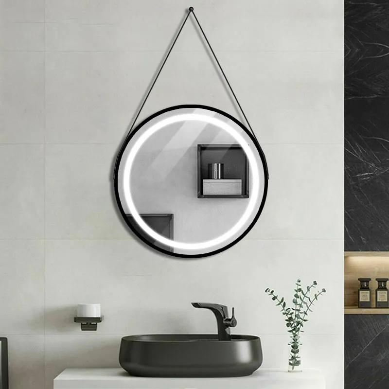 Round hanging bathroom mirror