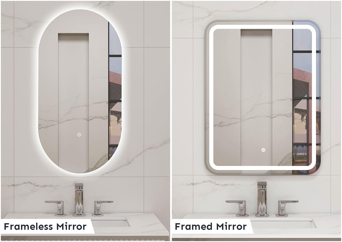 Framed and frameless bathroom mirrors compared