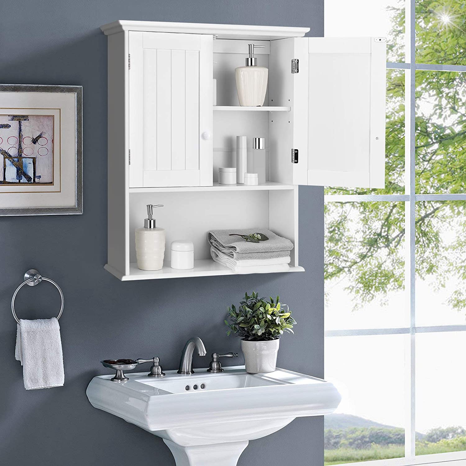 Wall-mounted bathroom storage